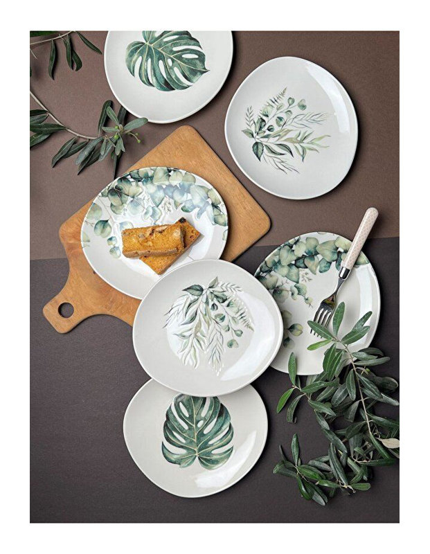 Ensemble d'assiettes à dessert élégantes (6 pièces), 100% porcelaine, 7,5 x 8,3 x 0,8 pouces | Va au lave-vaisselle et au micro-ondes | Parfait pour servir des desserts, des hors-d'œuvre et des collations | Conception élégante pour toutes les occasions