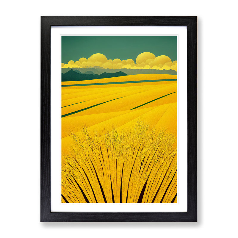 Wheat Field Art Deco Vol.1 - Single Picture Frame Print, Black, 64cm H x 46cm W x 2cm D