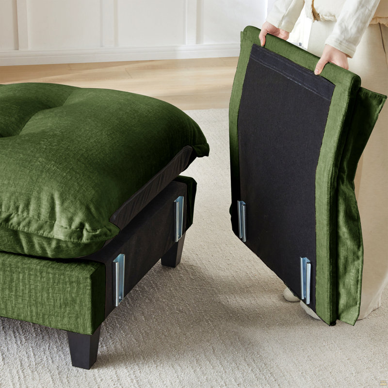Canapé sans accoudoirs en chenille - vert, Vert