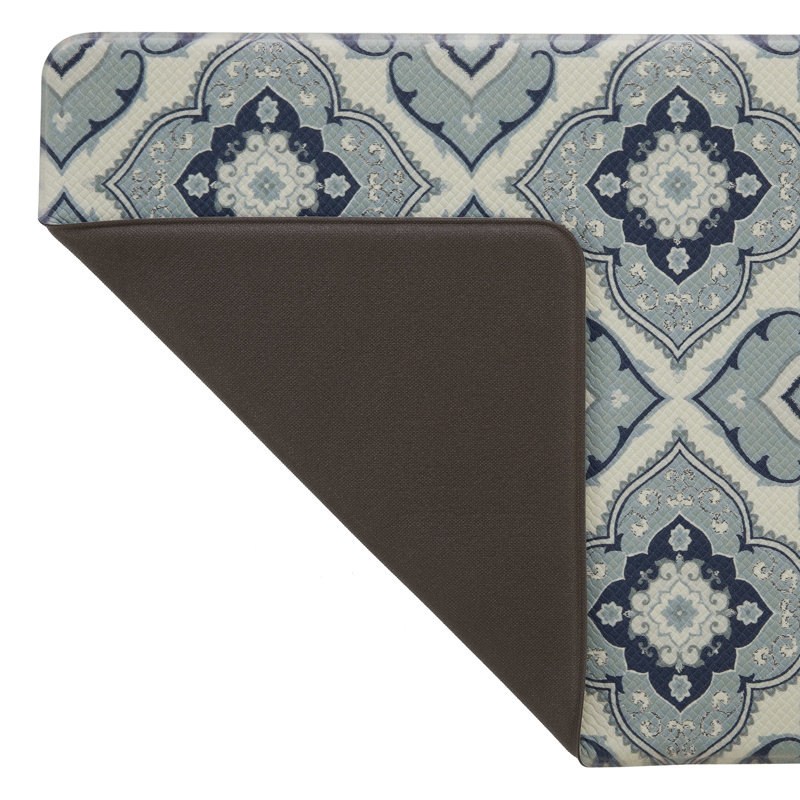 Gray Medallion Design Anti-Fatigue Kitchen Mat