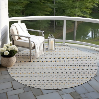 Machine Washable Indoor/Outdoor Christain ACN1417 Silver Rug