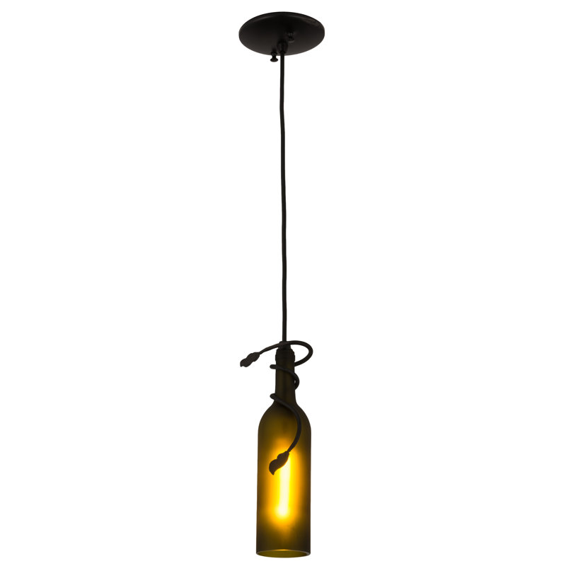 Greenbriar Oak 1 - Light Pendant, Frosted Green, 84" H x 4" W x 4" D