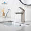 Robinet pour salle de bain à poignée simple Blossom - Nickel brossé, fabrication en laiton massif, fixation à un trou, comprend des conduites d'alimentation en eau-24280242