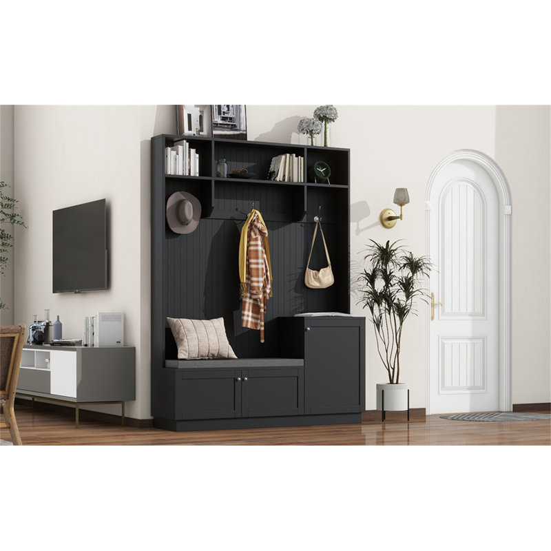 Arbre d'entrée ON-TREND au design élégant avec des solutions de confort et de rangement, Noir
