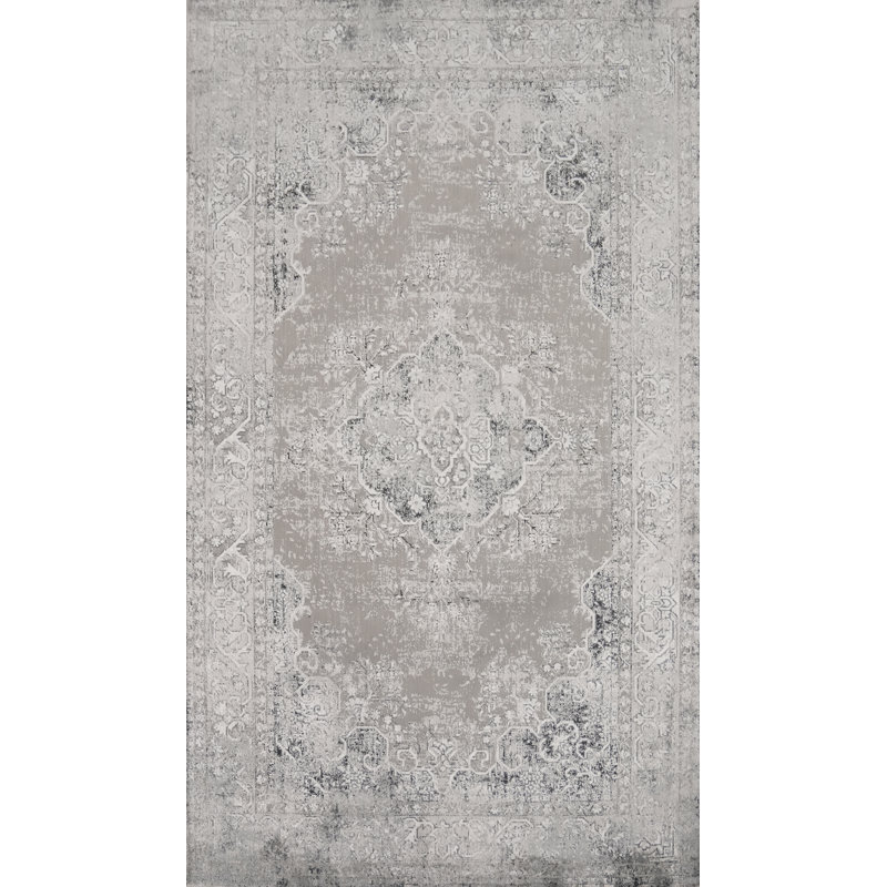 Tapis luxueux de style rétro 5 x 8 po gris subtil