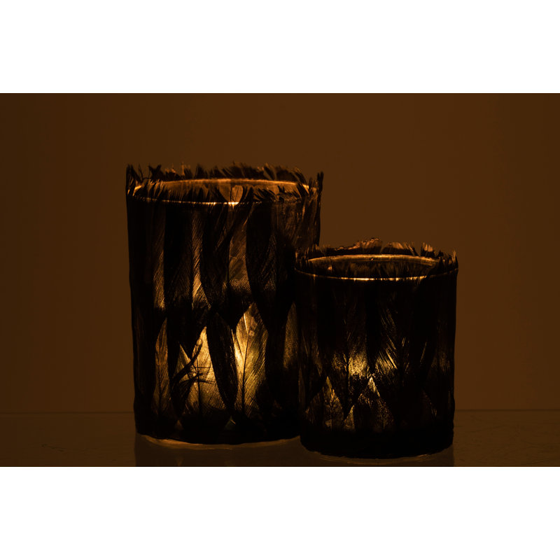 Glass Tabletop Tealight Holder, 10cm H x 7.5cm W x 7.5cm D, Black