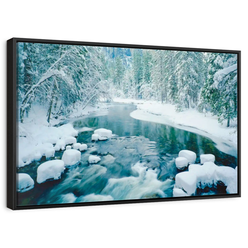 Hiver au pays des merveilles à Yosemite, 19 po x 13 po, Cadre flottant noir