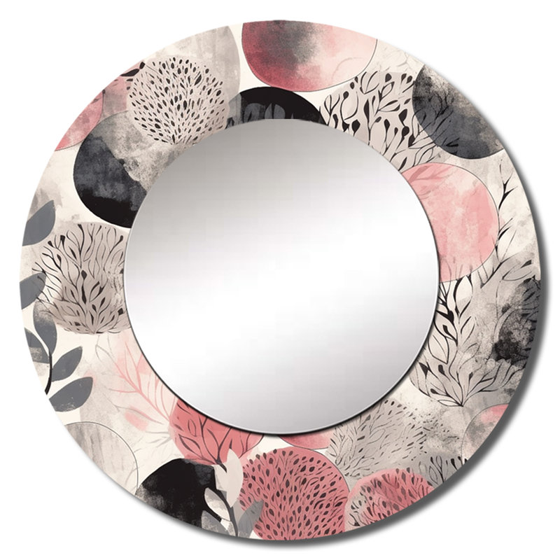 Raenna rose gris Minimalims Fludity - miroir mural unique minimaliste, 29 po x 29 po