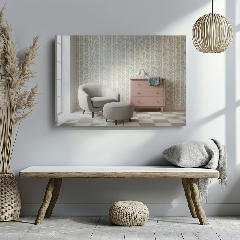 Toile une scène intérieure d'inspiration scandinave douillette avec une palette de couleurs pastel, l'arrière-plan met en valeur une toile murale