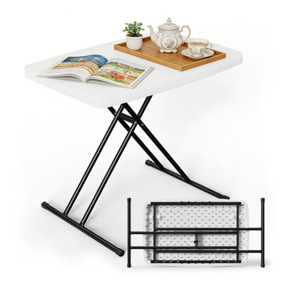 Folding TV Tray Table, 30in Height Adjustable TV Tray for Laptop, Heavy Duty Utility Foldable Table for Small Spaces