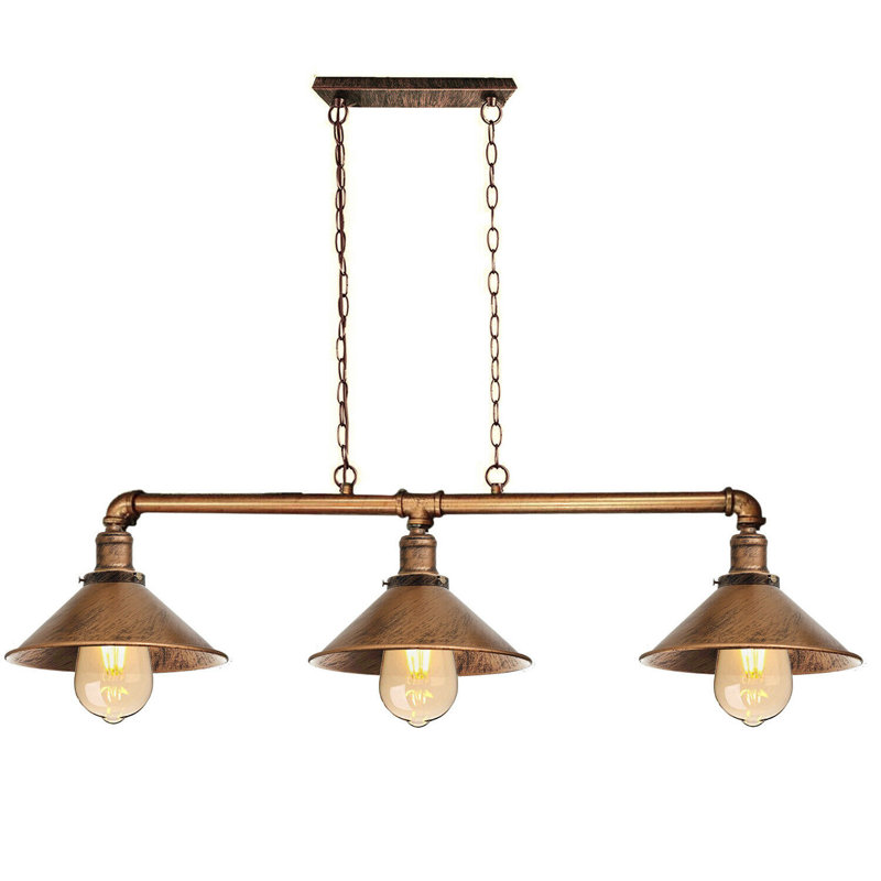 Wiesner 3 - Light Kitchen Island Pendant, Brushed Copper
