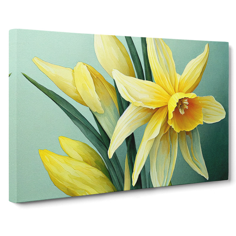 XXX-H1022-WF-10110X Welcoming Daffodil Flowers - Wrapped Canvas Painting