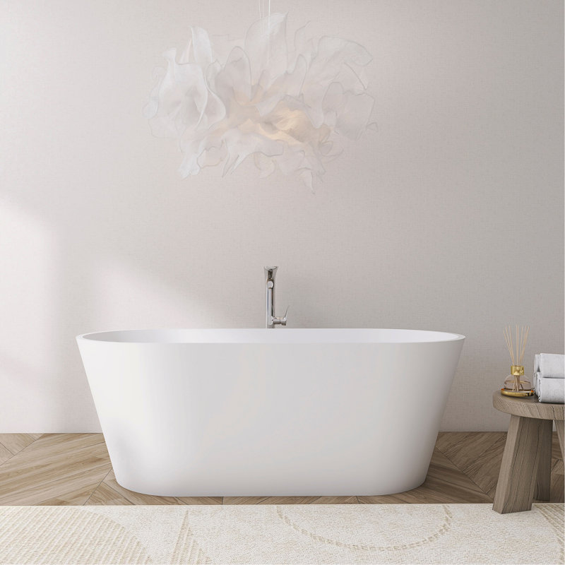 Baignoire de trempage autoportante à surface solide de 67 pouces pour salle de bain