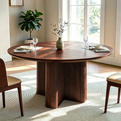 47" Round Dining Table For 4-6, Cross Pedestal Thickened Base, Kitchen Table For Kitchen Living Room