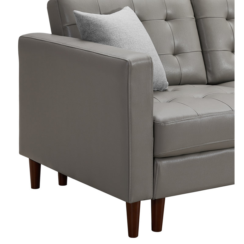 Canapé et méridienne modulaires en similicuir de 121,5 po de largeur Sloan, Similicuir gris