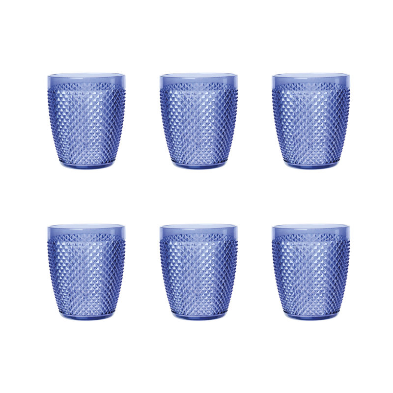 Diamond 400ml Drinking Glass Set, Blue