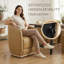 Chaises de baril en cuir véritable à roulettes avec roulettes-98213838
