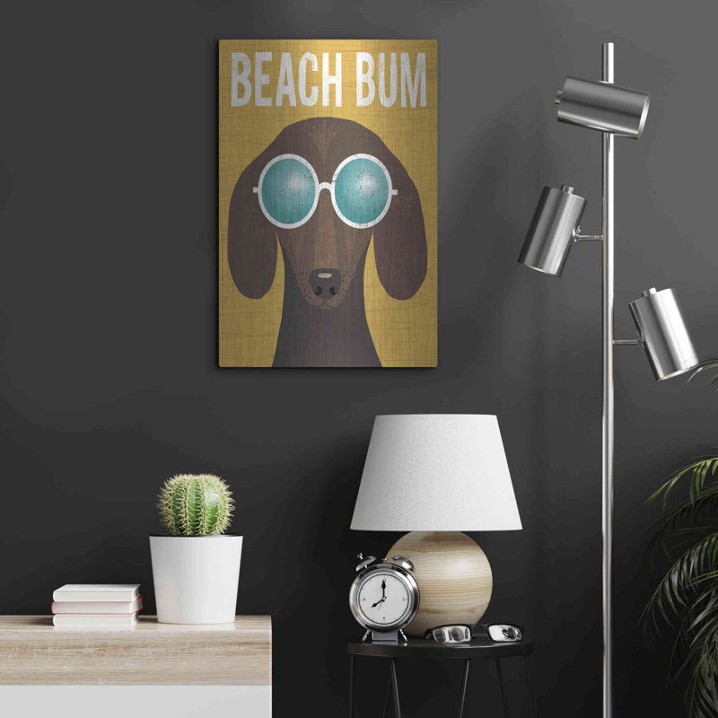 Trinx «Beach Dachshund I» par Michael Mullan, art mural en métal, H 24 po x l 16 po