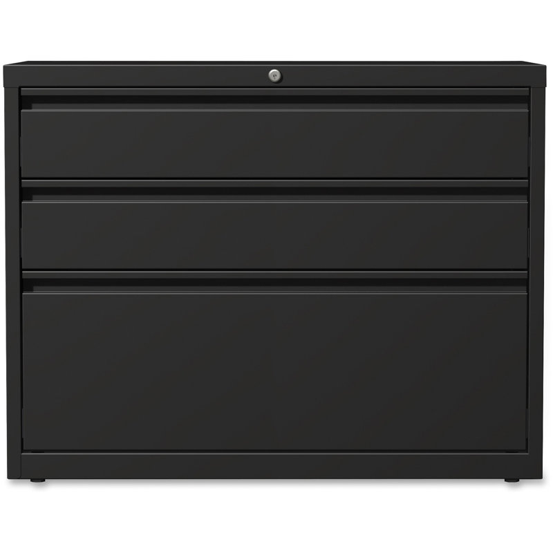Black Steel 3-Drawer Lockable Lateral File Cabinet
