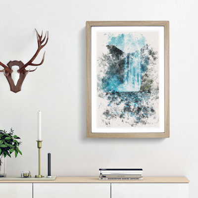 Waterfall Path in Iceland - Picture Frame Graphic Art Print