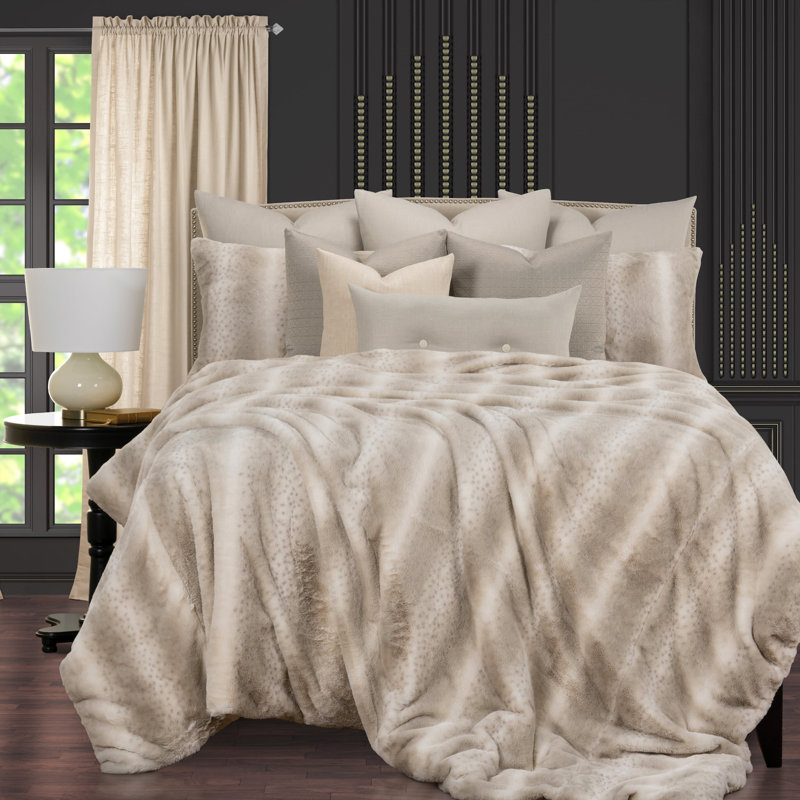 Night On The Town Faux Fur Duvet Cover & Insert Set, King Duvet Cover + 2 Shams + 2 Pillows