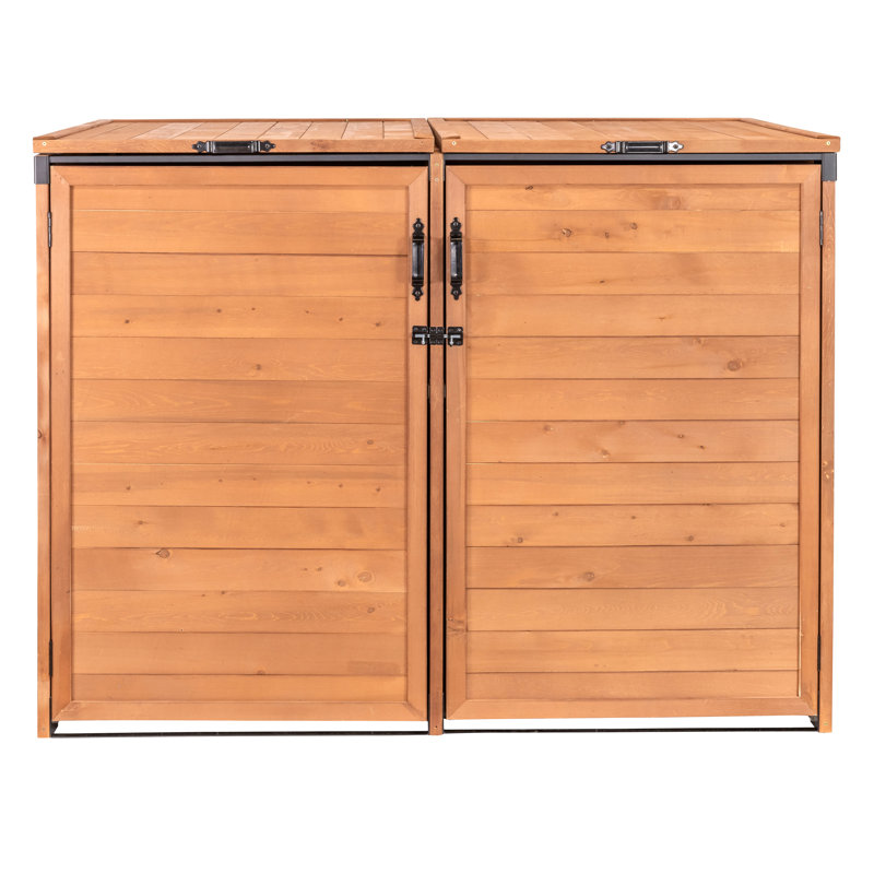 Horizontal Solid Wood Lean-To Garbage Shed, 50" H x 59" W x 37" D