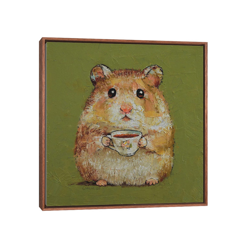 «Tea Shop Hamster», reproduction d'art sur toile encadrée, H 26 po x l 26 po, Brun