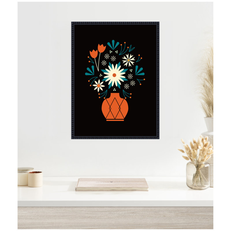 «Floral Red Vase» par Amber Leaders, reproduction d'art sur toile encadrée
