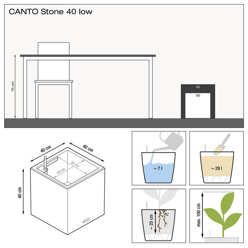 Canto Planter Box, Sand Beige, 40cm H x 40cm W x 40cm D