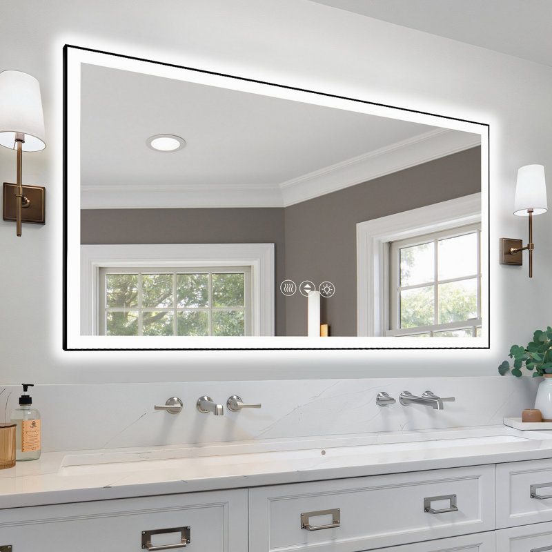 Miroir de salle de bain 72 "à DEL sans cadre 72", miroir intelligent, 72 po x 40 po