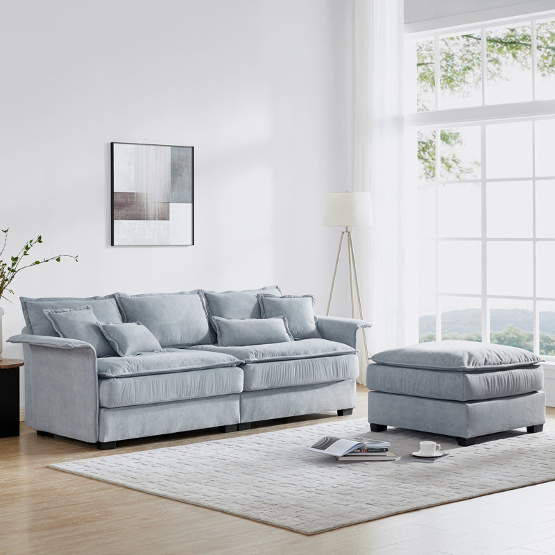 3 - Piece Upholstered Sectional, Blue Fabric