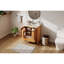 Meuble-lavabo moderne adouci de 30 po avec lavabo en bois de pin et en céramique, dossier ouvert, tiroir inférieur spacieux, portes à fermeture en douceur avec style, grain naturel, tablette réglable,