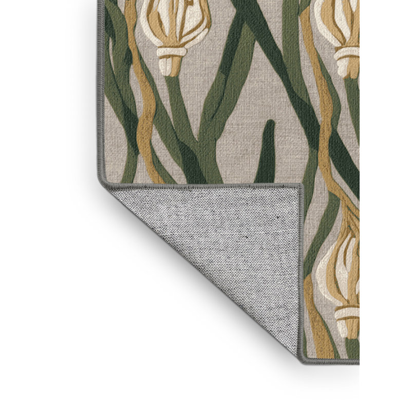 Washable Garlic Scapes Vegetables Area Rug, Square 4'