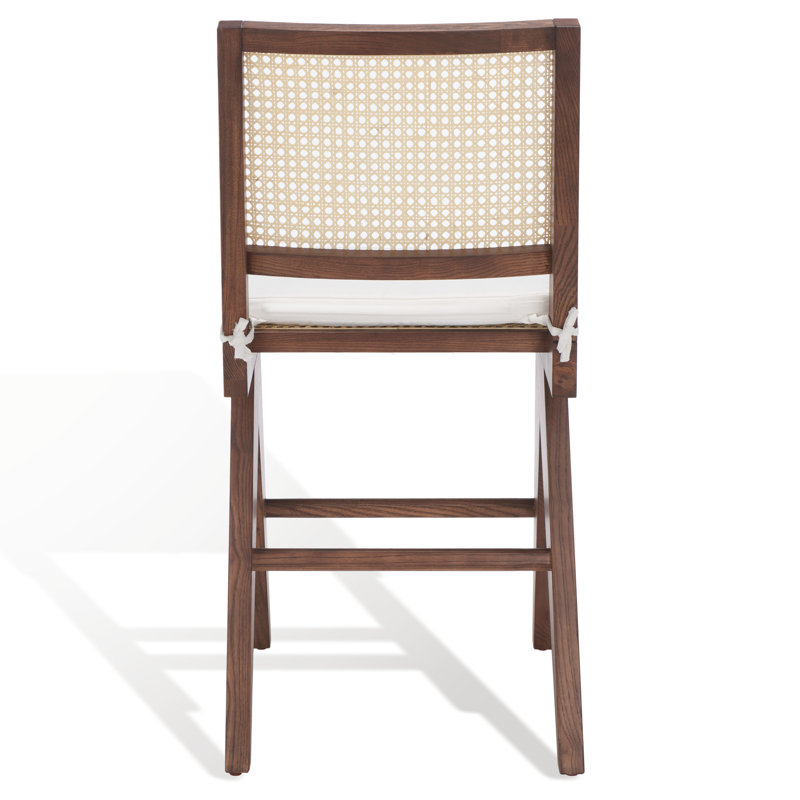 Colette Rattan Barstool, Walnut/Natural, Short Stool (22.1" Seat Height)