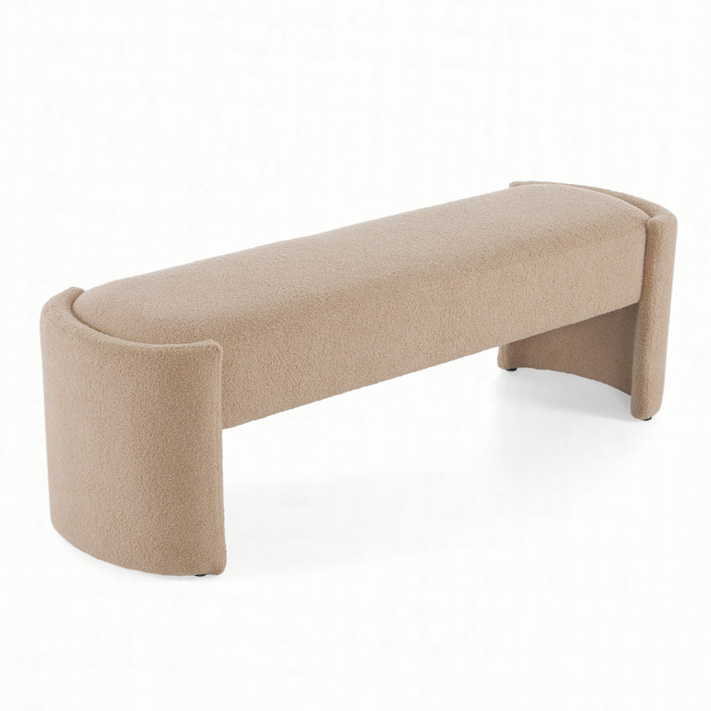 Elegant and Simple Long - shaped Ottoman Bench, Light Camel