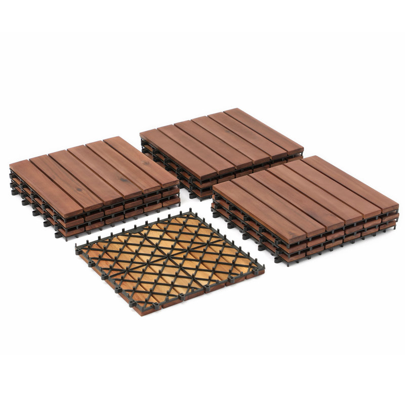 Carreau de terrasse en bois Zariah, Brun