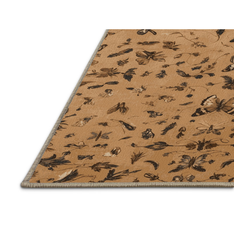 Tapis brun français lavable à la machine, Rond 6 pi