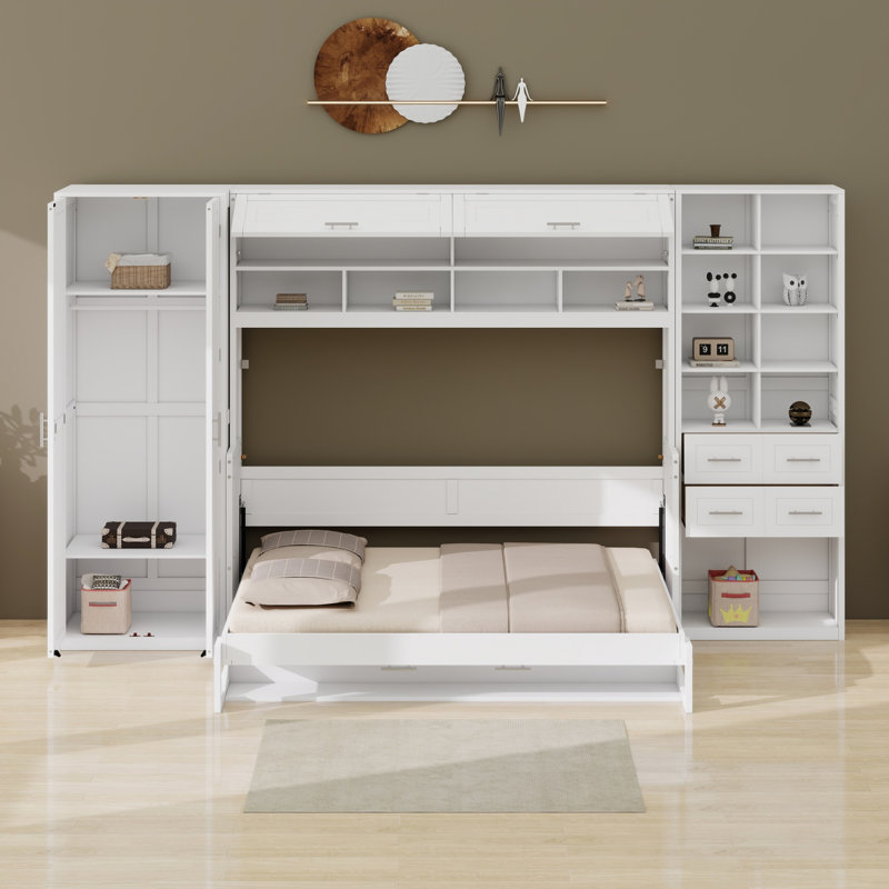 Lit escamotable Murphy avec placard, tiroirs et tablettes
