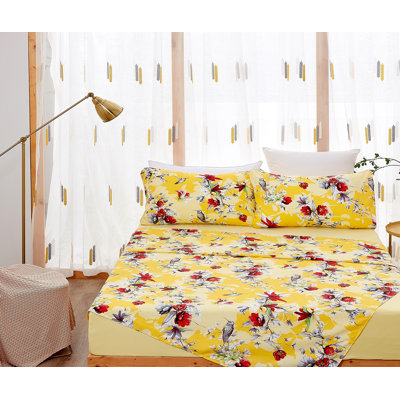 Polyester Percale Floral Sheet Set