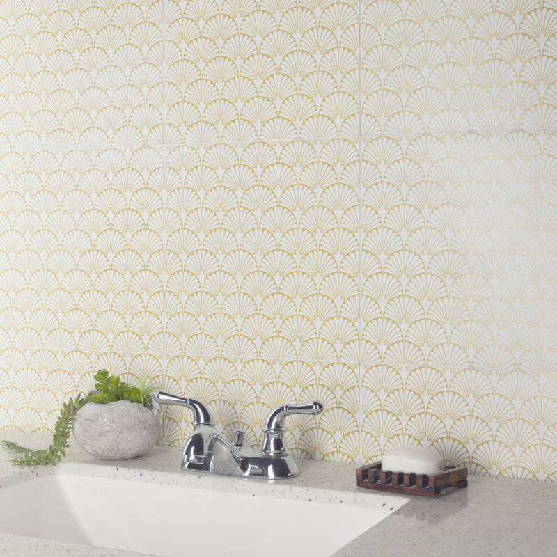 Art Deco Manhattan 12" x 12" Porcelain Patterned Wall & Floor Tile, White