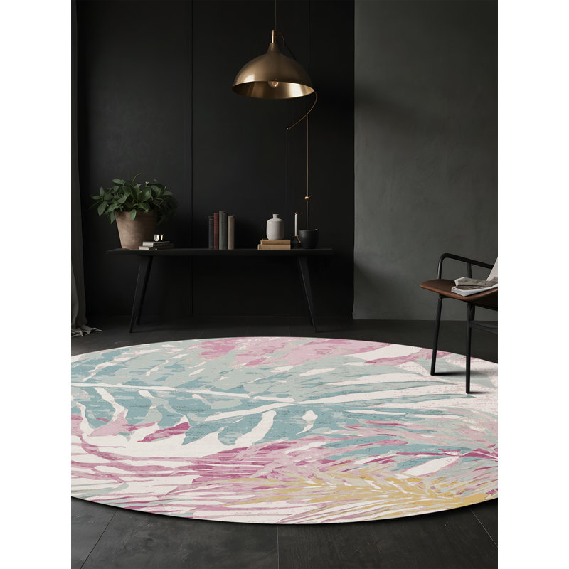 Tapis gris soyeux et moelleux, Rond 6 pi