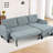 Gray Corduroy L-Shaped Sleeper With Reversible Design, Storage Chaise, And Charging For Living Room Bedroom - 84.4 In Depth, 51.09 Width, 34.97 Height, 114.32 Lb Weight 3 Arm Storage, Cup Holders-125275864