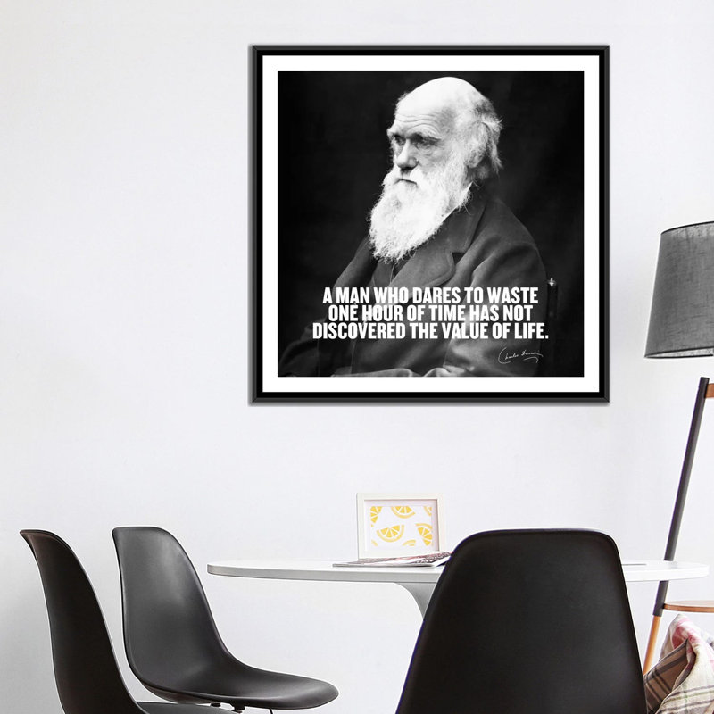 Citation de Charles Darwin, impression sur toile, H 37 po x l 37 po x P 1,5 po, Pas de tapis, Toile tendue