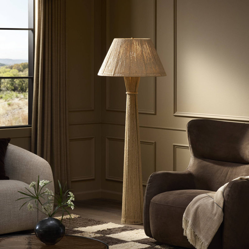 Lampe sur pied Nessa - cordon en papier naturel, Natural Paper Cord