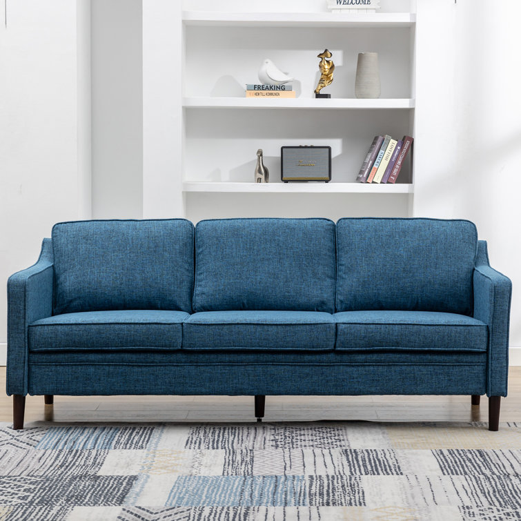 Iselys 80'' Upholstered Square Arm Sofa - Blue