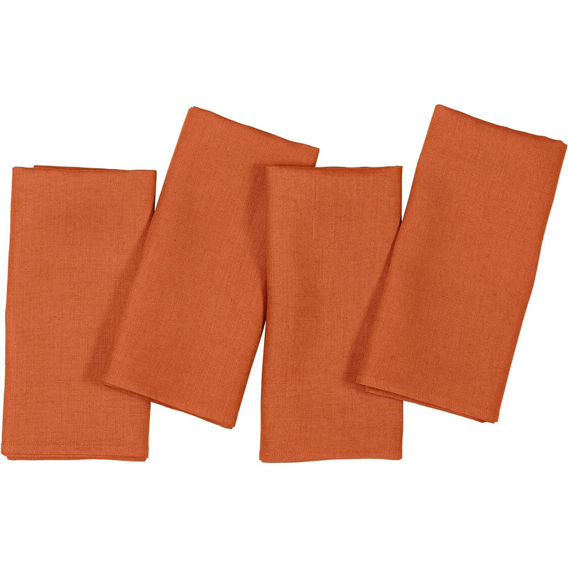 Serviettes d'angle en lin D'Moksha Homes, L 10 po x L 10 po, rouille
