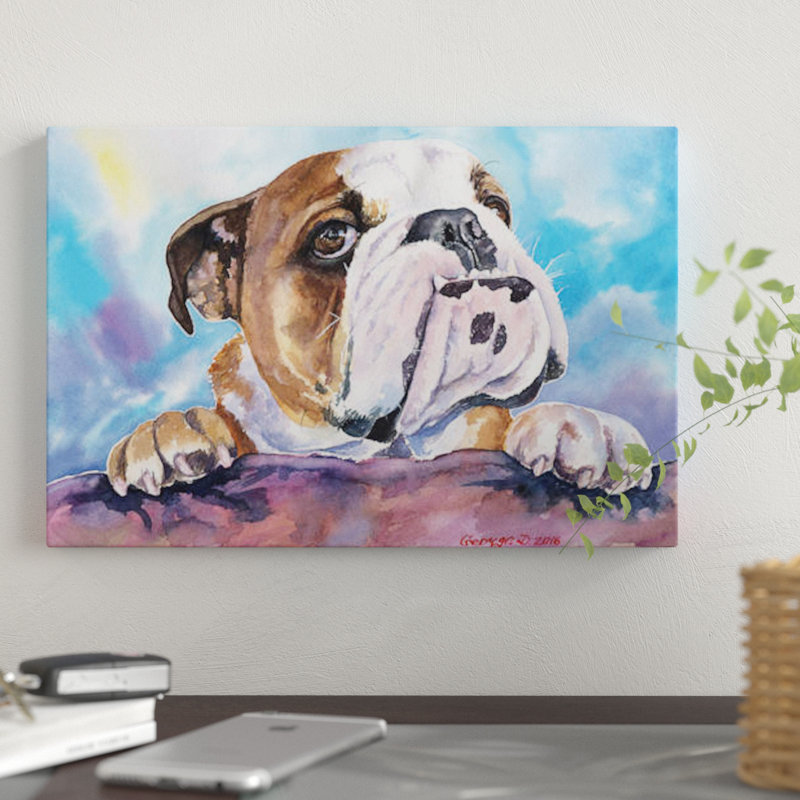 «English Bulldog V», reproduction sur toile, H 8 po x l 12 po x P 0,75 po, Toile tendue, Pas de tapis
