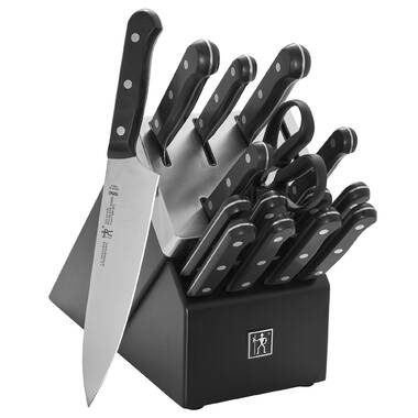  White Knife Set with Block - 14 Piece Forged Stainless