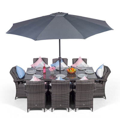 Karas 8 Seater Dining Set with Cushions and Parasol