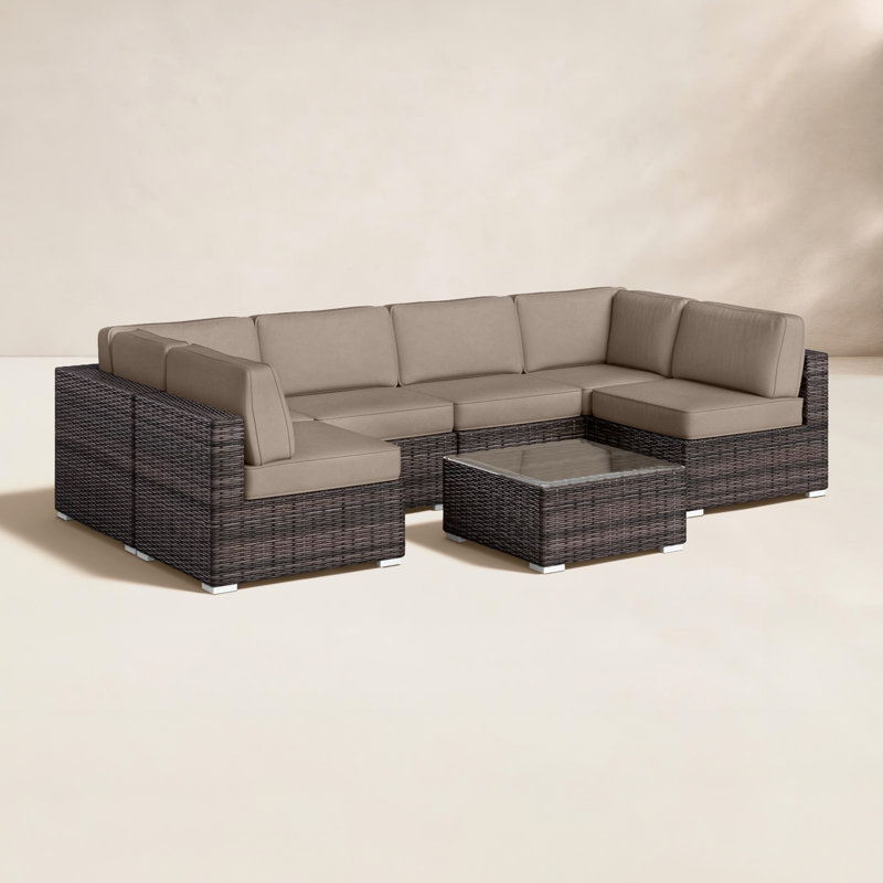 Lauderman Fully Assembled 4 - Person Seating Group with Sunbrella Cushions, Heather Beige Sunbrella®